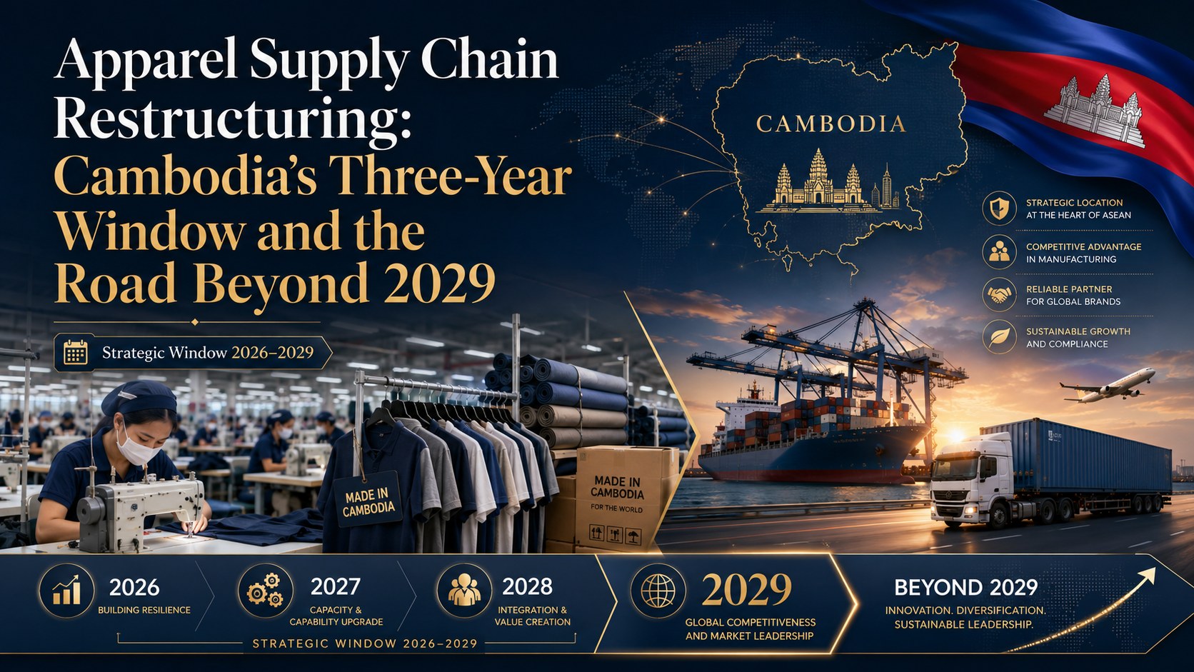 Apparel supply chain restructuring | Cambodia merchandise export structure, GFT at 50.7%