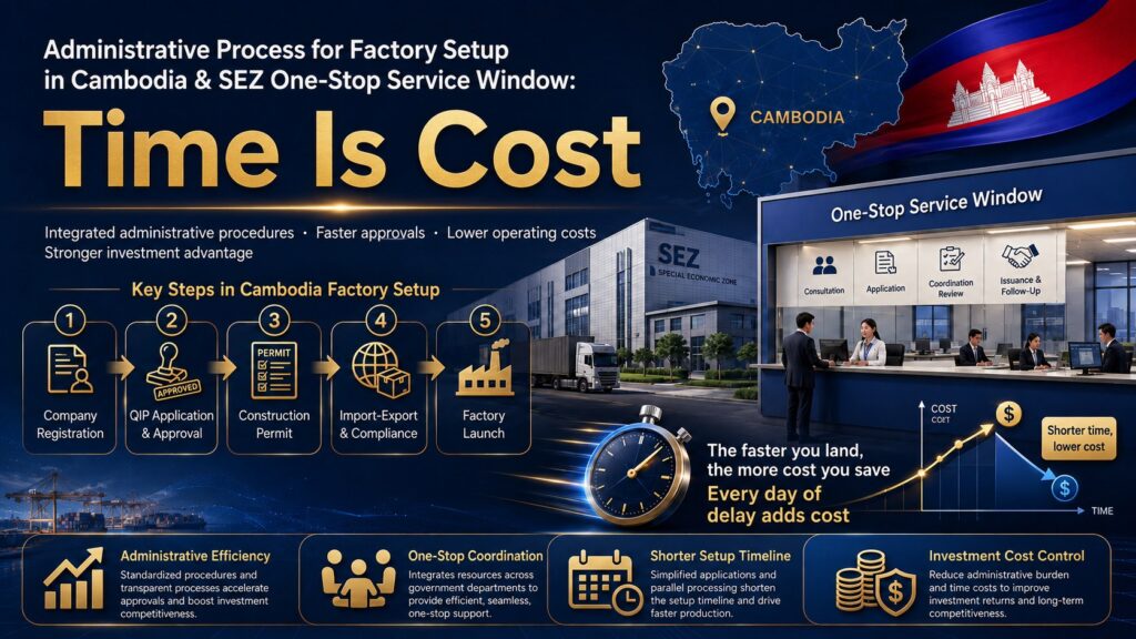 Cambodia factory setup | four parallel administrative tracks and their dependencies
